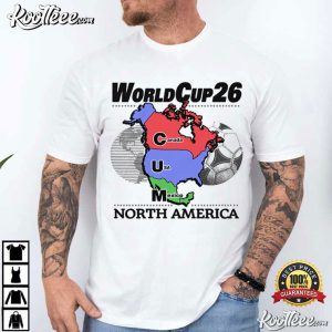 World Cup 2026 Cum Map Canada USA And Mexico Football T Shirt (1)