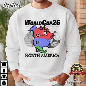 World Cup 2026 Cum Map Canada USA And Mexico Football T Shirt (2)