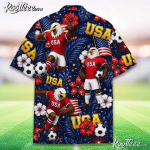 Patriotic USA Eagle Soccer Tropical Football Summer Vacation Hawaiian Shirt (4)