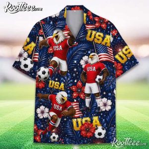 Patriotic USA Eagle Soccer Tropical Football Summer Vacation Hawaiian Shirt (2)