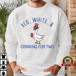 Red White And Drinking For Two Pregnancy Goose Fourth Of July T Shirt (3)
