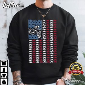 Motocross Biker USA Patriotic 4th Of July Vintage American Flag T Shirt (2)
