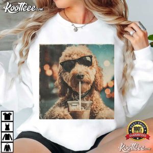 Dog Lover Funny Drinking Iced Coffee Prehistoric Meme Graphic T Shirt (1)