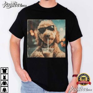 Dog Lover Funny Drinking Iced Coffee Prehistoric Meme Graphic T Shirt (2)