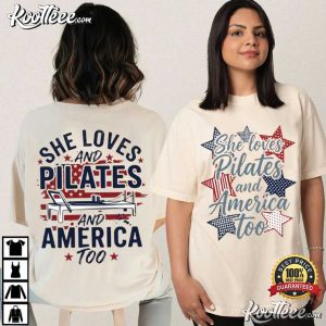 She Loves Pilates And America Too Vintage Patriotic Christian T Shirt (4)