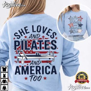 She Loves Pilates And America Too Vintage Patriotic Christian T Shirt (1)