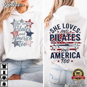 She Loves Pilates And America Too Vintage Patriotic Christian T Shirt (2)