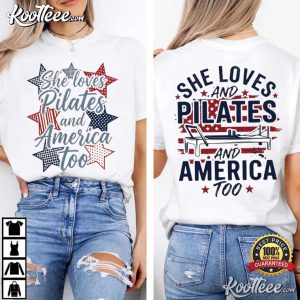 She Loves Pilates And America Too Vintage Patriotic Christian T Shirt (3)