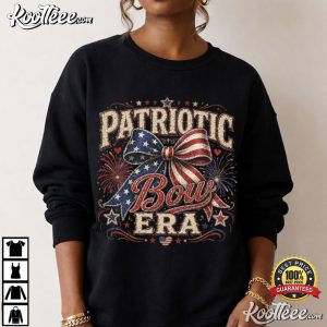 America 4th Of July Patriotic Bow Coquette T Shirt (1)