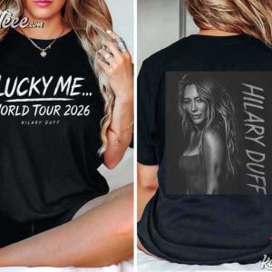Hilary Duff Fan Merch Lucky Me World Tour Music Lovers T-Shirt Hilary Duff Fan Merch Lucky Me World Tour Music Lovers T Shirt (4)