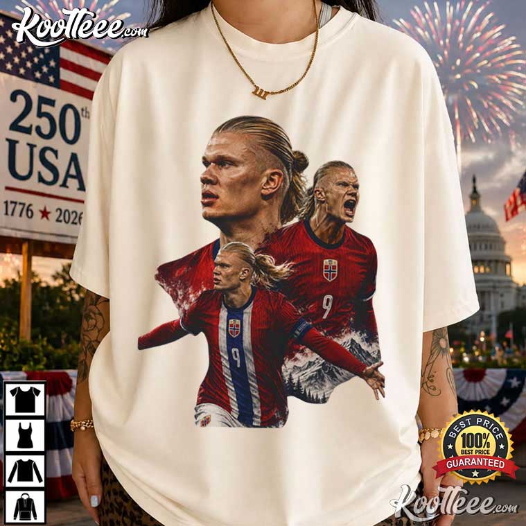 Erling Haaland Norway Football Vintage Soccer Norwegian T-Shirt
