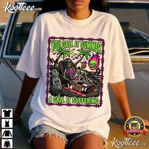 You Call It Summer I Call It Suffering Coffin Skeleton T Shirt (1)