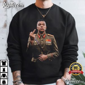 Dictator Mbappe Middle Finger Propaganda Style Football Graphic T Shirt (1)