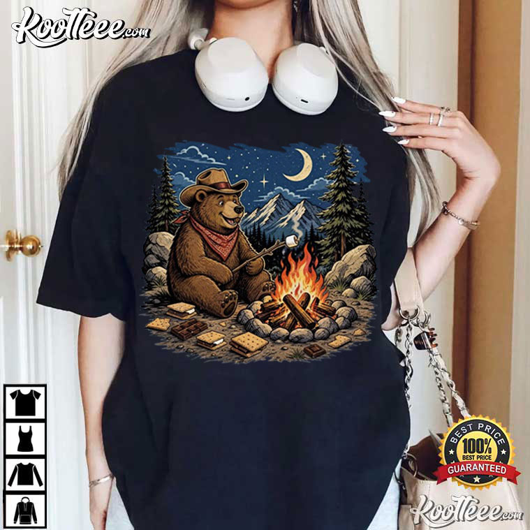 Cowboy Bear Camping Campfire Smores Cute T-Shirt Cowboy Bear Camping Campfire Smores Cute T-Shirt
