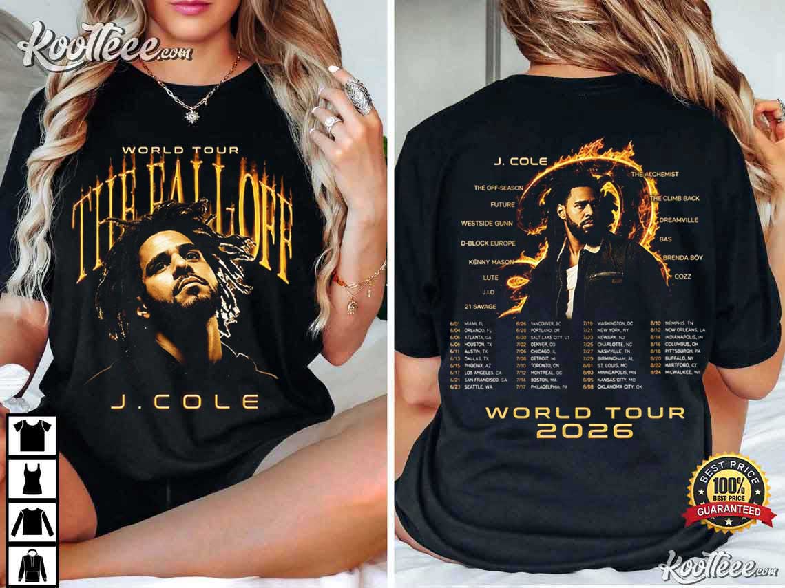 J Cole The Fall Off World Tour 2026 Vintage Rap Concert T-Shirt J Cole The Fall Off World Tour 2026 Vintage Rap Concert T-Shirt