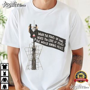 Climber Couple Peace Banner Viral NYC Rooftop Proposal T Shirt (2)