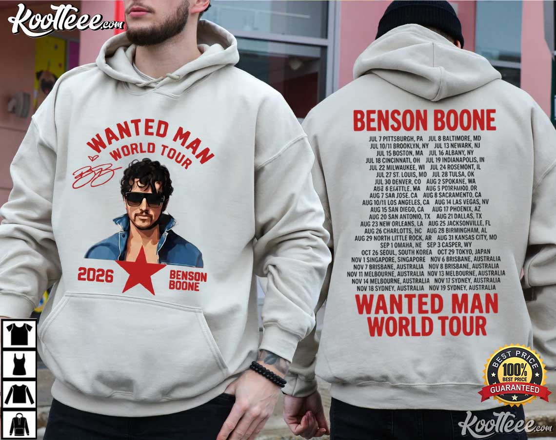 Benson Boone Wanted Man Tour 2026 Music Lovers Fan Merch T-Shirt Benson Boone Wanted Man Tour 2026 Music Lovers Fan Merch T-Shirt