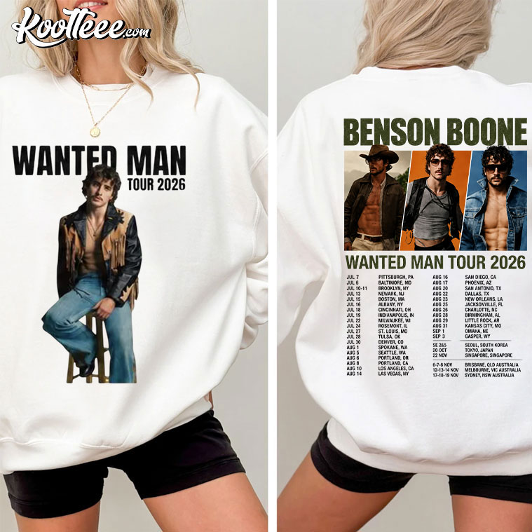 Benson Boone Wanted Man Tour 2026 Music T-Shirt Benson Boone Wanted Man Tour 2026 Music T-Shirt