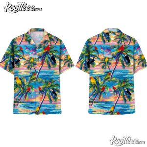 Tropical Parrot Colorful Beach Sunset Hawaiian Shirt (3)