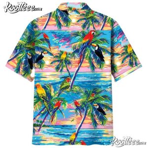 Tropical Parrot Colorful Beach Sunset Hawaiian Shirt (1)