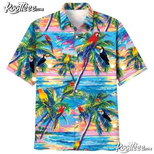 Tropical Parrot Colorful Beach Sunset Hawaiian Shirt (2)