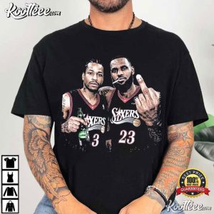 Allen Iverson And LeBron James Vintage Philadelphia Basketball T Shirt (1)