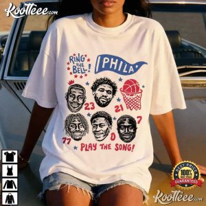 Phila Basketball Funny Face Ring The Bell Embiid James Brown Maxey T Shirt (1)