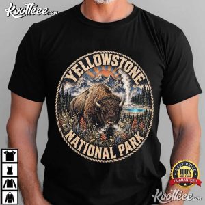 Yellowstone National Park Vintage Bison Art T Shirt (1)