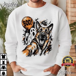 Halloween Ghost German Shepherd Selfie Boo Dog Spooky T-Shirt Halloween Ghost German Shepherd Selfie Boo Dog Spooky T Shirt (2)