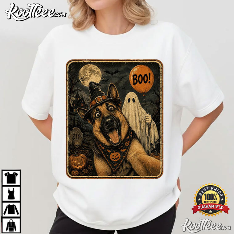 Halloween German Shepherd Ghost Selfie Boo Dog T-Shirt Halloween German Shepherd Ghost Selfie Boo Dog T-Shirt