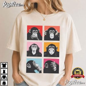 Pop Art Monkeys Color Block Chimpanzee T Shirt (1)