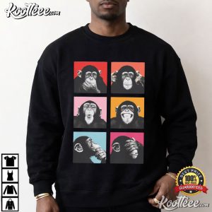 Pop Art Monkeys Color Block Chimpanzee T Shirt (2)