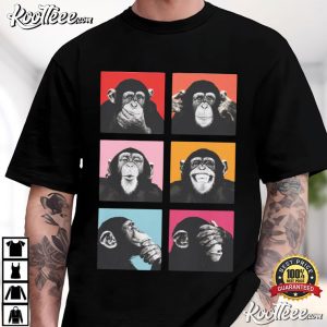 Pop Art Monkeys Color Block Chimpanzee T Shirt (3)