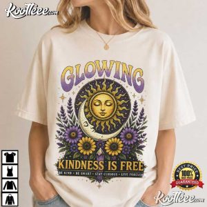 Glowing Kindness Is Free Celestial Sun Moon Boho Floral T Shirt (1)