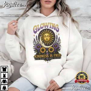 Glowing Kindness Is Free Celestial Sun Moon Boho Floral T Shirt (3)