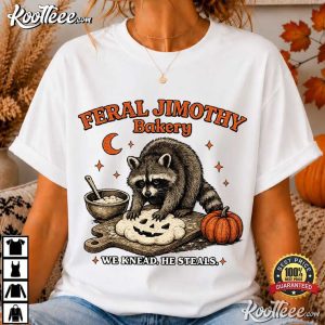 Spooky Season Raccoon Halloween Feral Jimothy Bakery T Shirt (1)