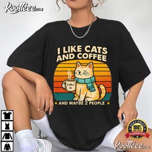I Like Cats And Coffee Funny Cat Coffee T Shirt (1)