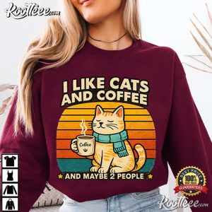 I Like Cats And Coffee Funny Cat Coffee T Shirt (2)