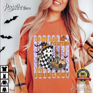 Halloween On My Way To Spend My Husbands Money Funny Spooky Season T Shirt (3)