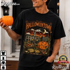 Pumpkin Village Vintage Halloween Town Haunted Spooky Season T Shirt (4)