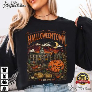 Pumpkin Village Vintage Halloween Town Haunted Spooky Season T Shirt (2)