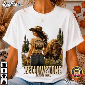 Yellowstone Bison Girl Western Cowgirl Vintage National Park T Shirt (4)