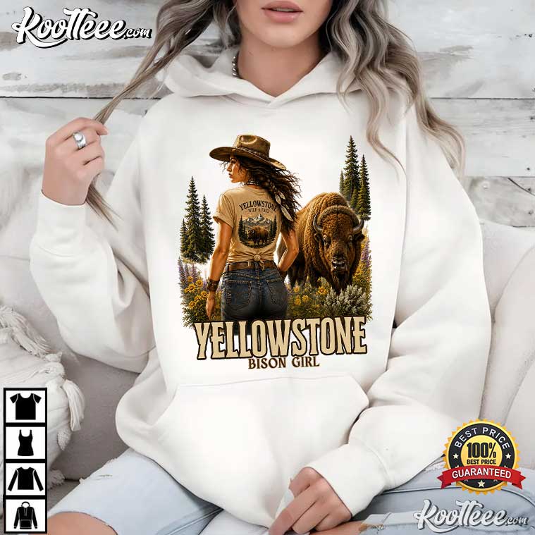 Yellowstone Bison Girl Western Cowgirl Vintage National Park T-Shirt Yellowstone Bison Girl Western Cowgirl Vintage National Park T-Shirt