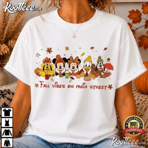 Mickey And Friends Disney Fall Vibes On Main Street Autumn T-Shirt Mickey And Friends Disney Fall Vibes On Main Street Autumn T Shirt (2)