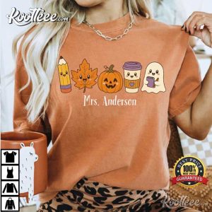Halloween Teacher Custom Name Cute Fall Teacher T-Shirt Halloween Teacher Custom Name Cute Fall Teacher T Shirt (2)