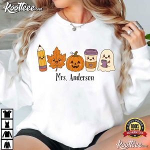 Halloween Teacher Custom Name Cute Fall Teacher T-Shirt Halloween Teacher Custom Name Cute Fall Teacher T Shirt (3)