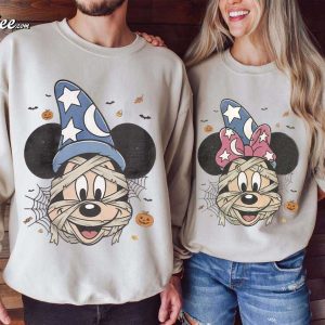 Disney Fantasia Sorcerer Mickey And Minnie Halloween Couple Shirts (4)