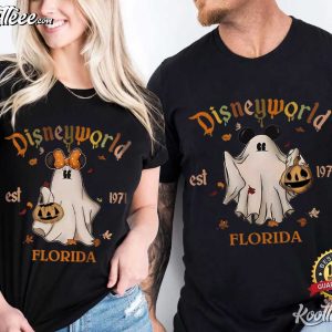 Disney World Mickey Minnie Ghost Halloween Pumpkin Retro Couple Shirts (1 (3)
