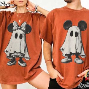 Mickey Ghost Minnie Halloween Spooky Season Vintage Couple Shirts (1)