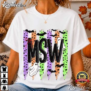LCSW MSW Striped Ghost Halloween Spooky Dalmatian T Shirt (4)
